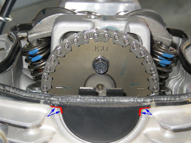 Region (according to service manual) to apply silicone sealant if gasket removed.