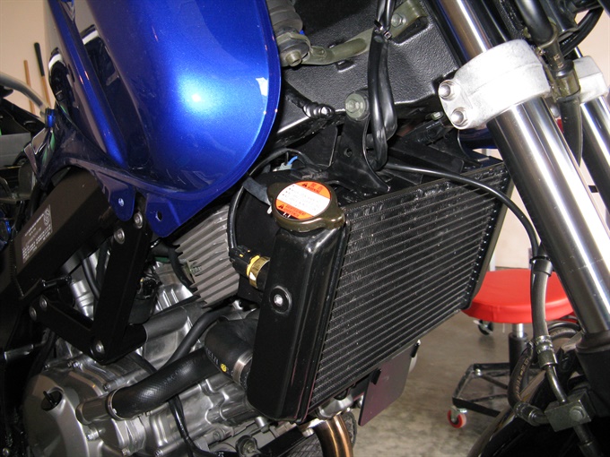 Radiator on a Suzuki DL650 (V-Strom)