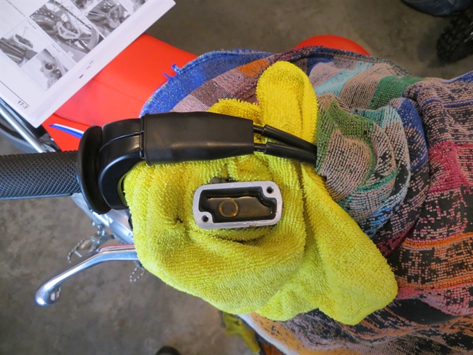 CRF250F front master cylinder with cap and diaphragm removed.