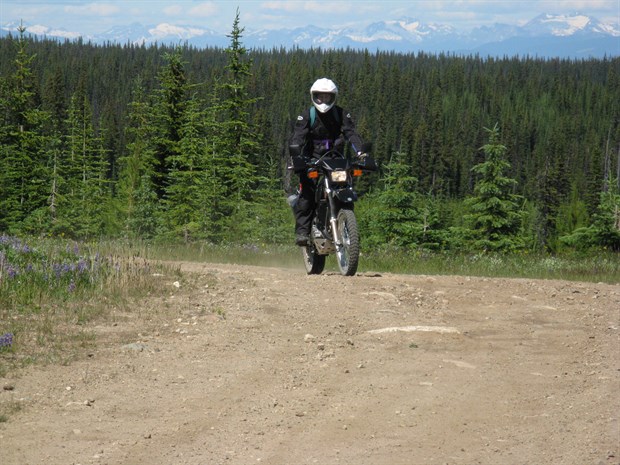 Me on my DR650, Harris Creek ride, near Lumby BC